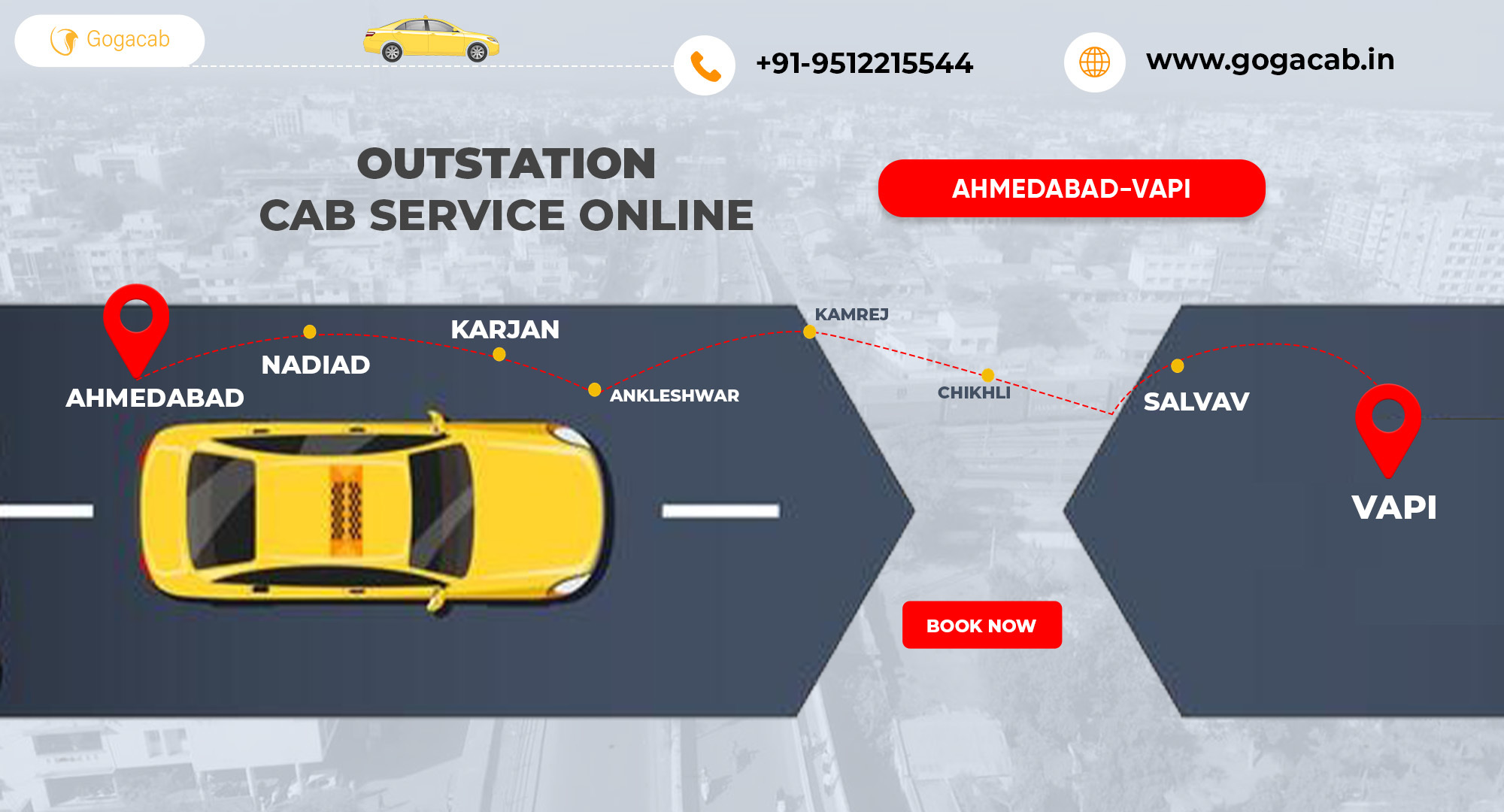 Check out Ahmedabad To Vapi Cab Service