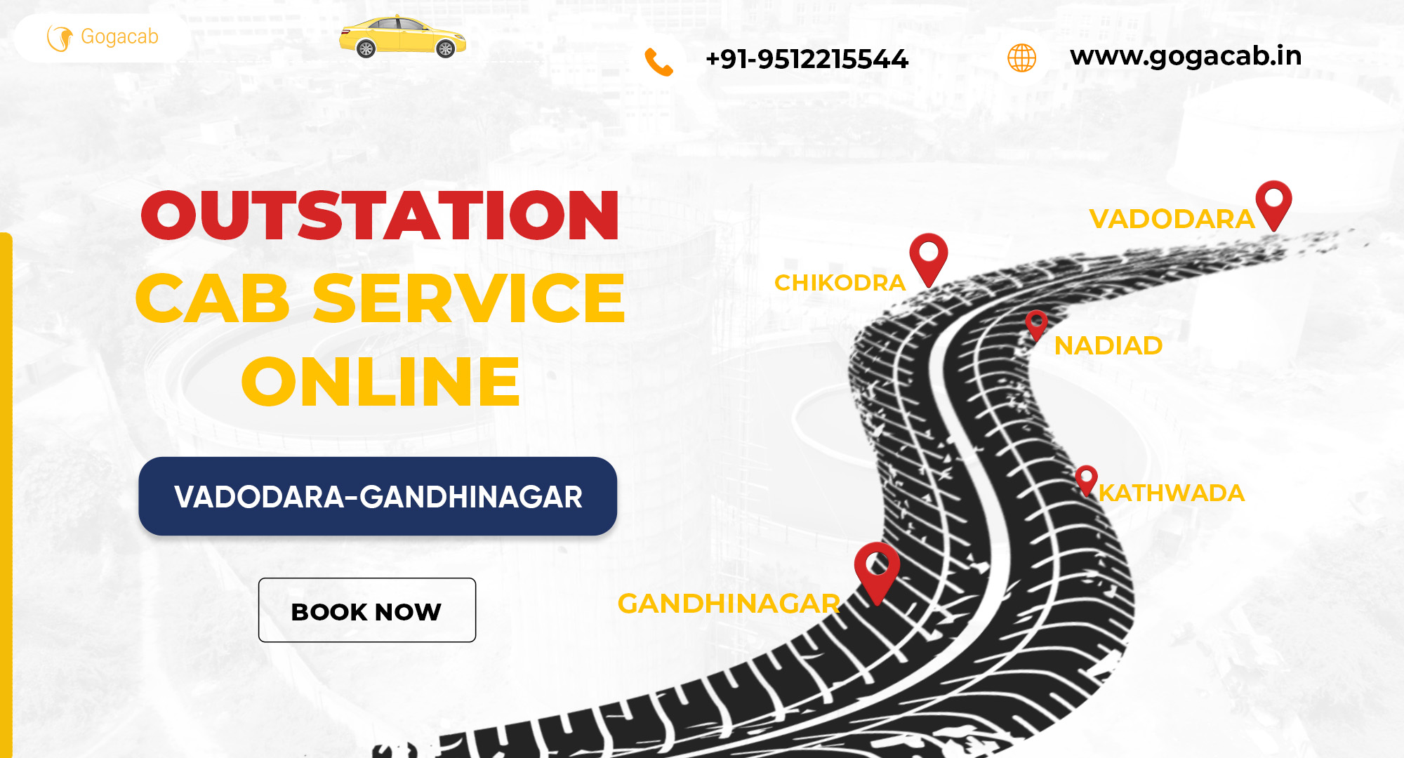 Check Vadodara to Gandhinagar Cab Service